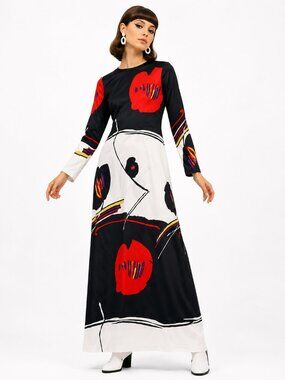 LEO NARDUCCI Floral Boho Long Maxi Dress S/M VINTAGE 70s